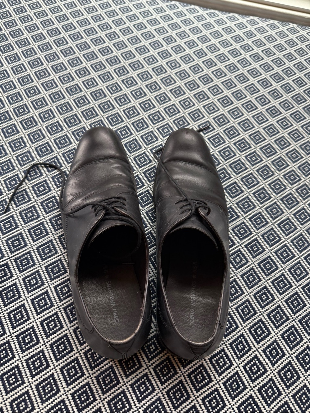 John Varvatos Black Leather Derby Lace-Up Shoes